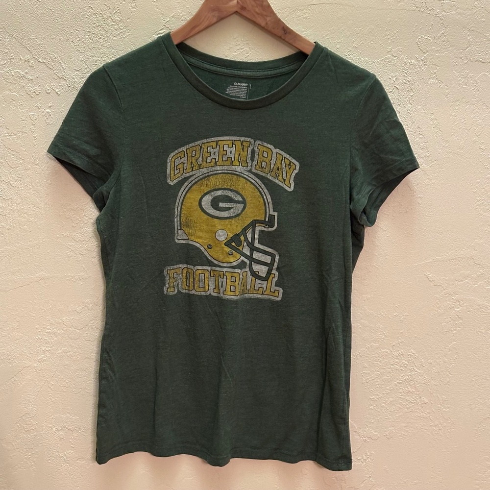 Old Navy Green Bay Packers Graphic Tee Shirt Green NFL Football Women’s L